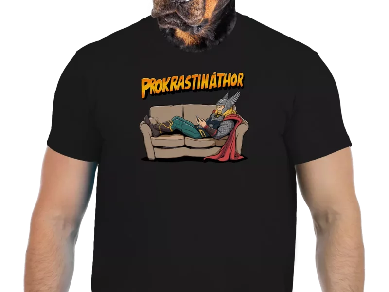 Vtipné tričko Bastard: ProkrastináThor  (Velikost M)