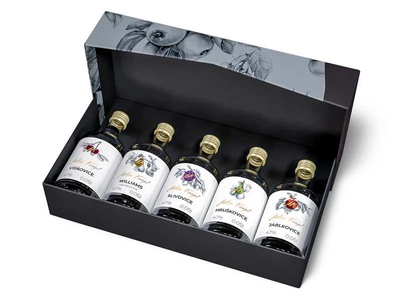 Dárkové balení luxusních ovocných pálenek: 5×0,05 l
